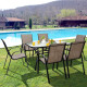 2-Day Delivery 55 x 35 Inch Patio Dining Rectangle Tempered Glass Table with Umbrella Hole