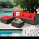 2-Day Delivery 5 Pieces Outdoor Patio Rattan Furniture Set Sectional Conversation with Cushions