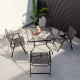 34 Inch Outdoor Dining Table Square Tempered Glass Table with 1.5 Inch Umbrella Hole