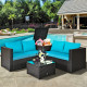 4 Pieces Outdoor Patio Rattan Furniture Set with Loveseat and Storage Box