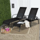 2 Pieces Outdoor Patio Lounge Chair Chaise Fabric with Adjustable Reclining Armrest
