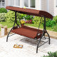 2-Day Delivery 3-Piece Patio Swing with Canopy Removable Cushions and Side Pockets