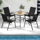 4 Pieces Stackable Patio Dining Chairs Set with Armrest