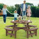 2-Day Delivery 8-Person Round Picnic Table Set Circular Patio Dining Camping Table with Benches