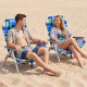 Beach Chairs Set of 2 Portable Folding Backpack Recliners with 5-Position Backrest and Padded Headrest