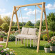 Double Swing Chair with Cushions Macrame Hanging Hammock Chair for Indoor and Outdoor Use