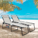 Patio Foldable Recline Lounge Chair with Adjustable Backrest and Footrest