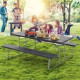 2-Day Delivery Folding Picnic Table Set with Metal Frame and All-Weather HDPE Tabletop, Umbrella Hole