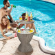 3 Pieces Outdoor Rattan Bar Table with Extendable Tabletop