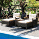 2-Day Delivery 5 Pieces Patio Conversation Set with Cushions Coffee Table and 2 Ottomans