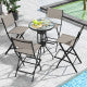 2-Day Delivery Outdoor Folding Bar Height Stool Set of 4 with Metal Frame and Footrest