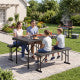 2-Day Delivery Outdoor Folding Table Bench Set w All-Weather HDPE Tabletop and Sturdy Metal Frame
