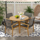 2-Day Delivery Set of 4 Outdoor Rattan Chair with Sturdy Acacia Wood Frame