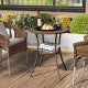 PE Wicker Patio Bistro Table Round with Tempered Glass Top and Shelf