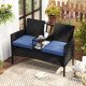 2-Day Delivery Patio Loveseat with Built-in Table for Backyard Porch