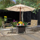 Patio Square Wicker Side Table with Umbrella Hole for Yard