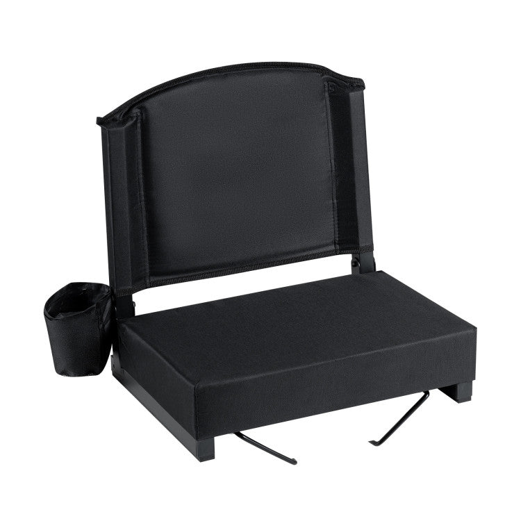 Portable Folding Bleacher Chair with Thick Padded Cushion, Removable Shoulder Strap