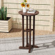 21.5 Inch Round Bar Table Patio HDPE Bar Height Dining Table with Slatted Tabletop