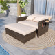 Premium Adjustable Outdoor Patio Daybed Set with Cushions and Storage Ottoman