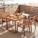 5 Pieces Acacia Wood Dining Set with Outdoor Table and Rattan Chairs for 4 Persons
