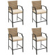 Patio Rattan Bar Stools Set of 4 with Soft Cushions