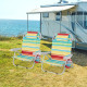 Foldable Backpack Beach Chair with Cup Holder and Storage Pockets Set of 2