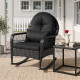 Outdoor Wicker Rocking Chair with Anti-Tip Stoppers and Thick Cushions for Porch